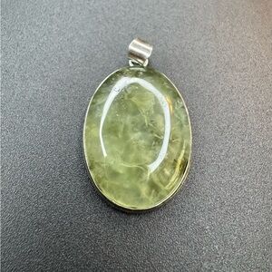 Moss Prehnite 925 Silver Plated Gemstone Pendant 2"
